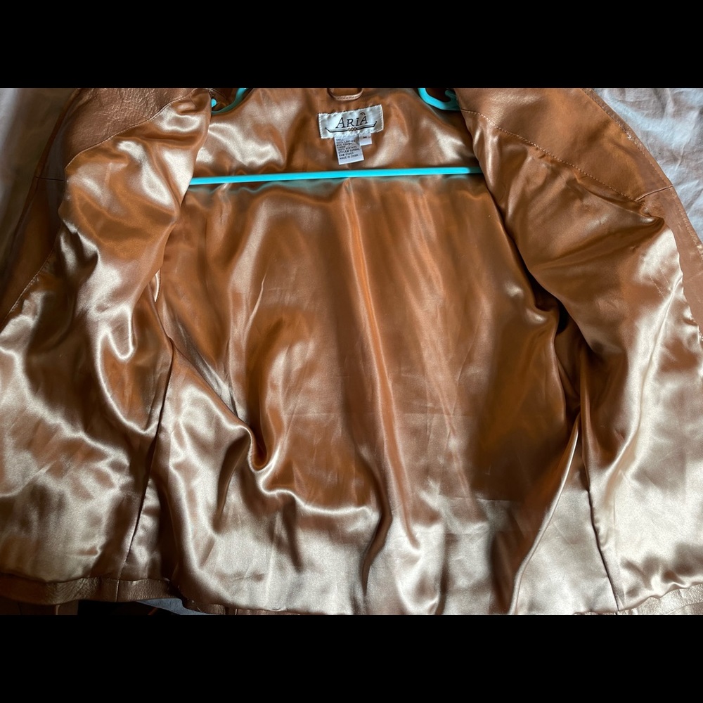 Aria Bronze Moto PU Leather Jacket Medium - Picture 4 of 12